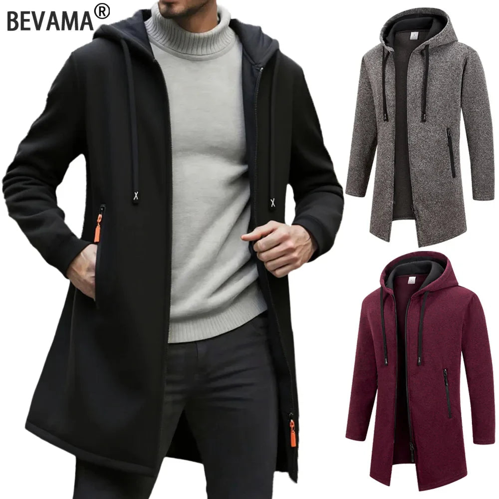 Men'S Fleece Hooded Zipper Jacket: Casual Outdoor Wear