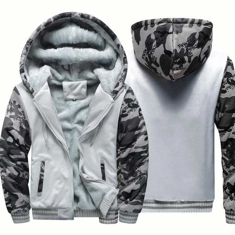 Winter Men'S Camouflage Hooded Fleece Jacket