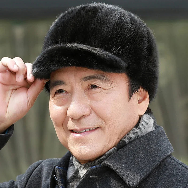 Natural Mink Fur Winter Bomber Hat Unisex