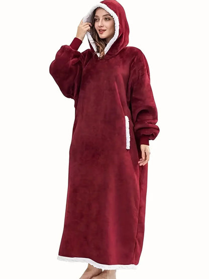 Oversized Flannel Hoodie Blanket With Sleeves