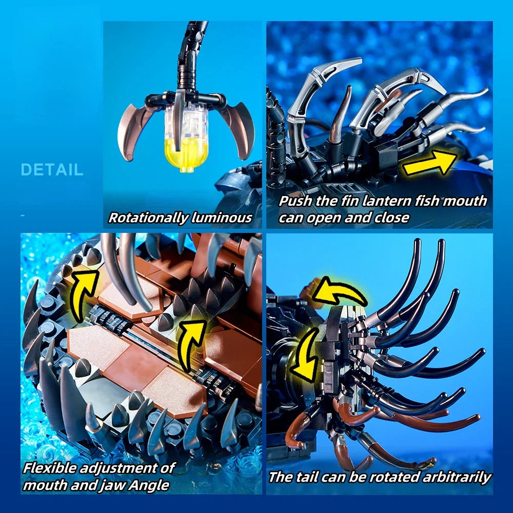 1038Pcs Build Your Own Mechanical Lantern Fish Model