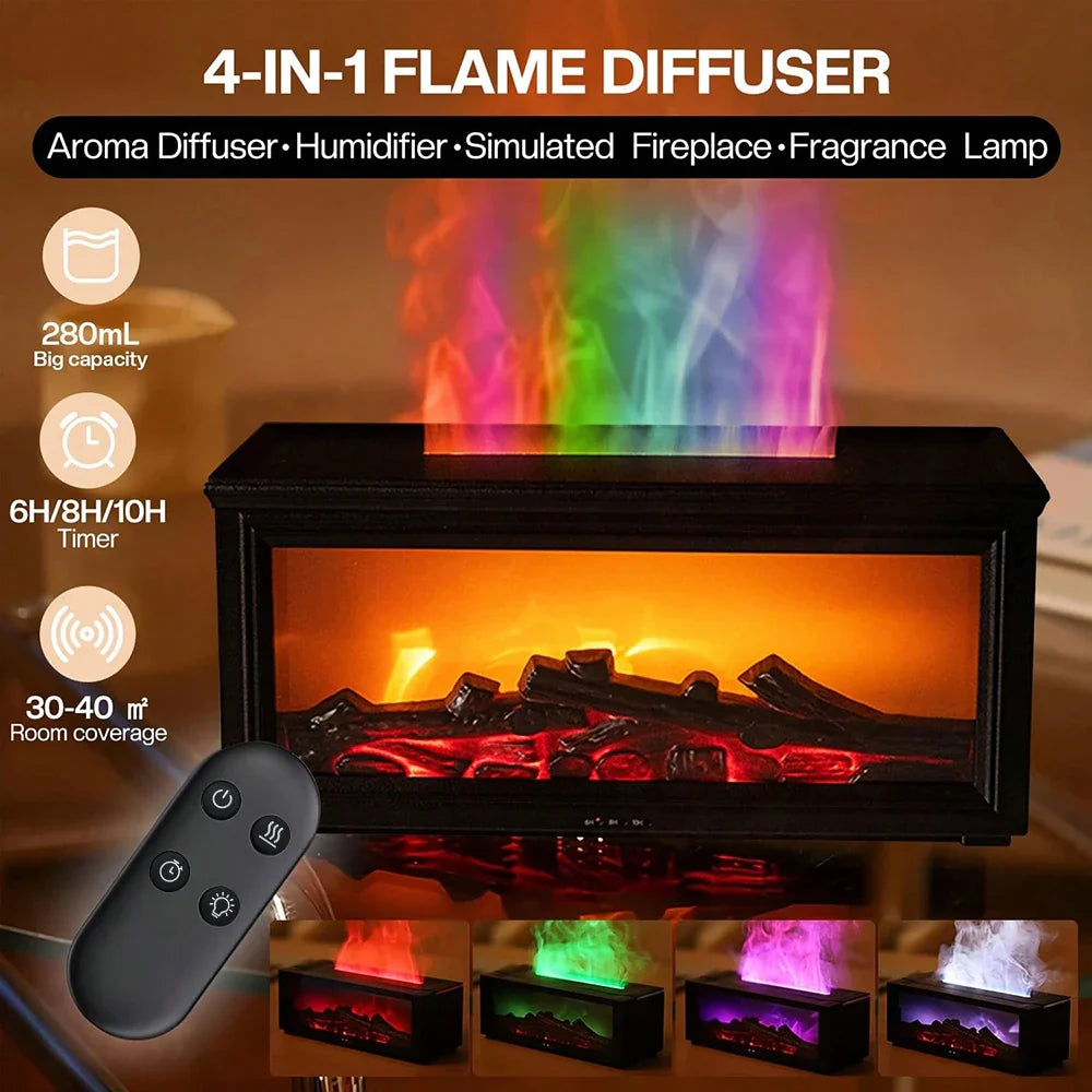 Aromatherapy Fireplace Flame Diffuser With Remote Control