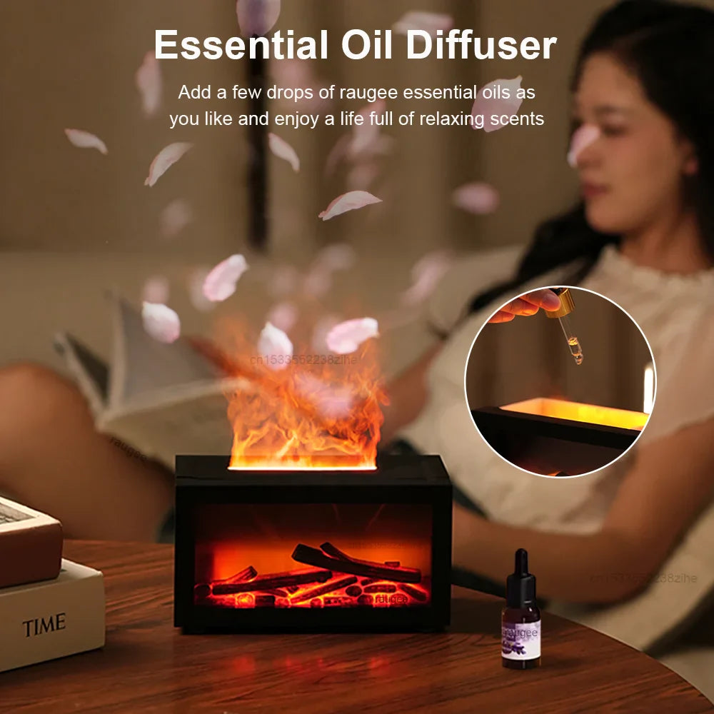Fireplace Aroma Diffuser Humidifier With Simulated Flame Effect
