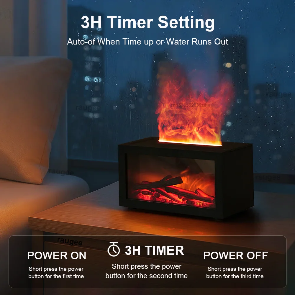 Fireplace Aroma Diffuser Humidifier With Simulated Flame Effect