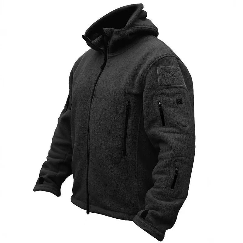 Men'S Outdoor Tactical Fleece Jacket Windproof Hooded