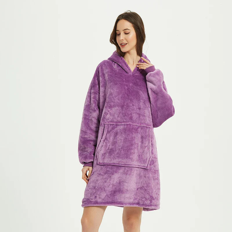 Oversized Wearable Winter Fleece Blanket Hoodie
