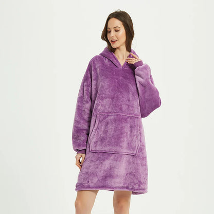 Oversized Wearable Winter Fleece Blanket Hoodie