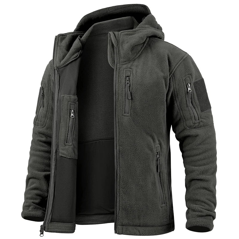 Men'S Tactical Fleece Jacket With Multi Pockets