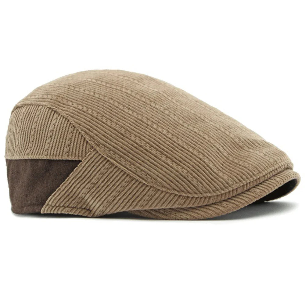 Unisex Fleece Lined Corduroy Beret Flat Cap