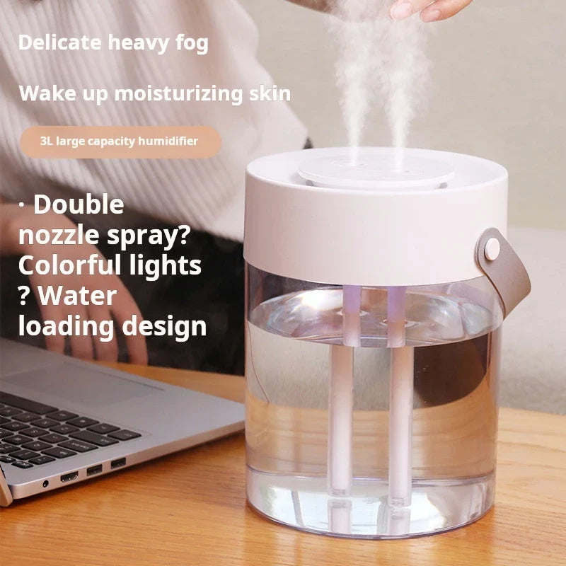 3L Double Spray Usb Humidifier With Night Light