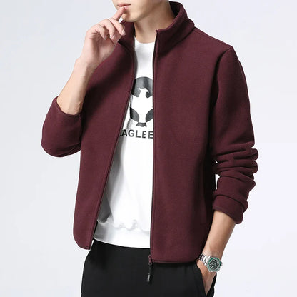 Men'S Wool Fleece Jacket With Stand Collar