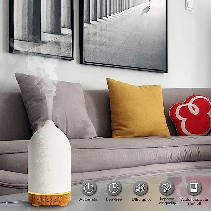 Ceramic Ultrasonic Essential Oil Aroma Diffuser With Led Lights