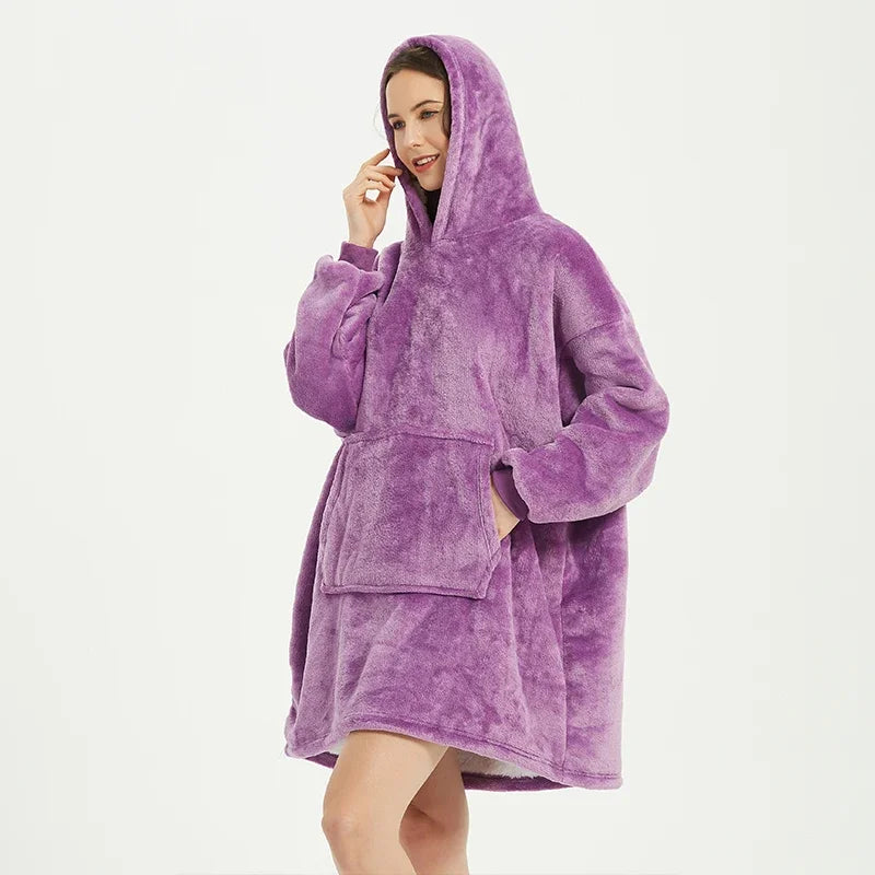 Oversized Wearable Winter Fleece Blanket Hoodie