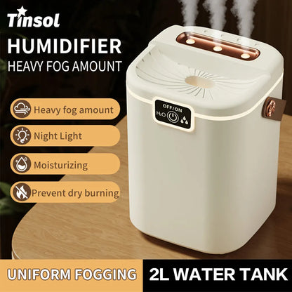Three-Nozzle 2L Night Light Humidifier With Usb Connection