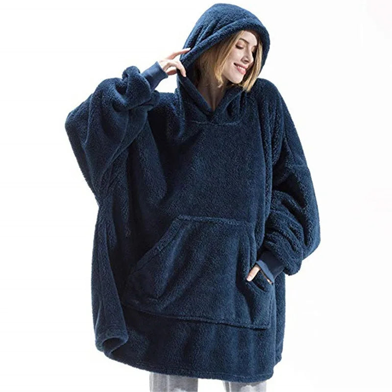 Cozy Oversized Fleece Hoodie Blanket With Hood