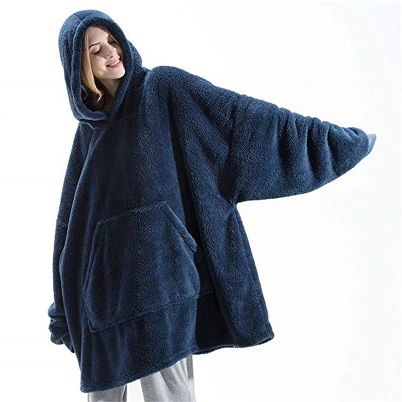 Cozy Oversized Fleece Hoodie Blanket With Hood