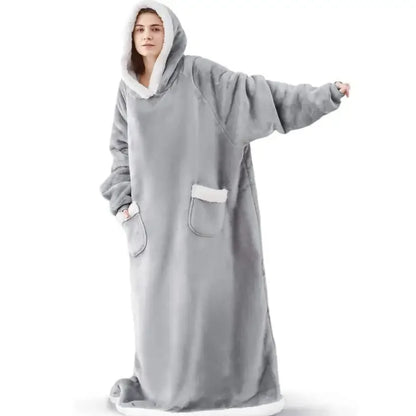 Oversized Flannel Hoodie Blanket With Sleeves