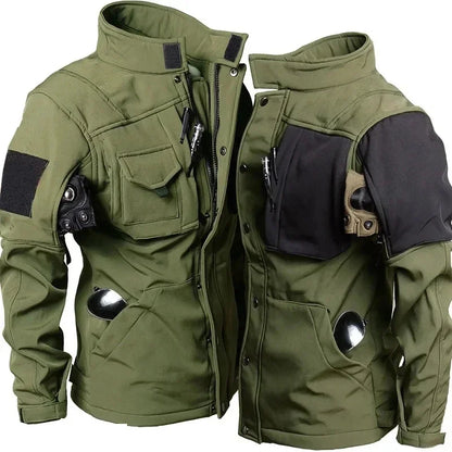 Tactical Men'S Waterproof Fleece Jacket With Pockets