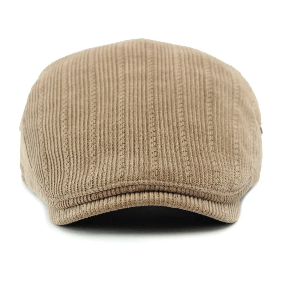 Unisex Fleece Lined Corduroy Beret Flat Cap