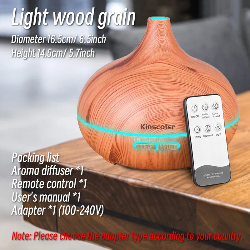 Ultrasonic Wood Grain Aromatherapy Diffuser With Remote Control