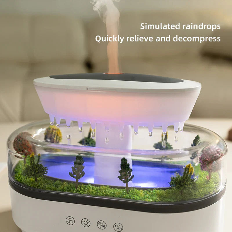Aroma Raindrop Humidifier With Colorful Light & Diffuser