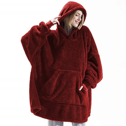 Cozy Oversized Fleece Hoodie Blanket With Hood