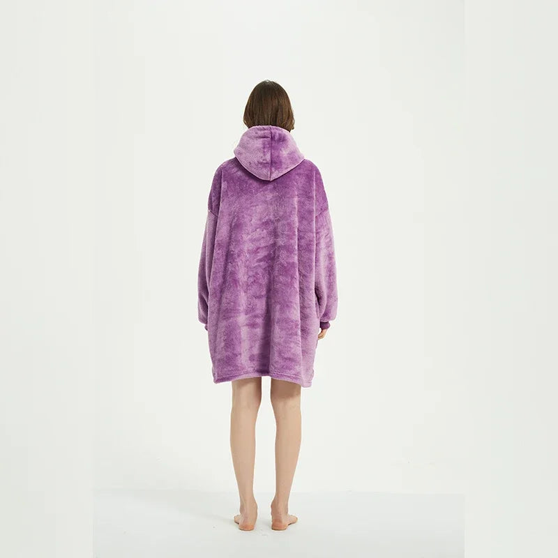 Oversized Wearable Winter Fleece Blanket Hoodie