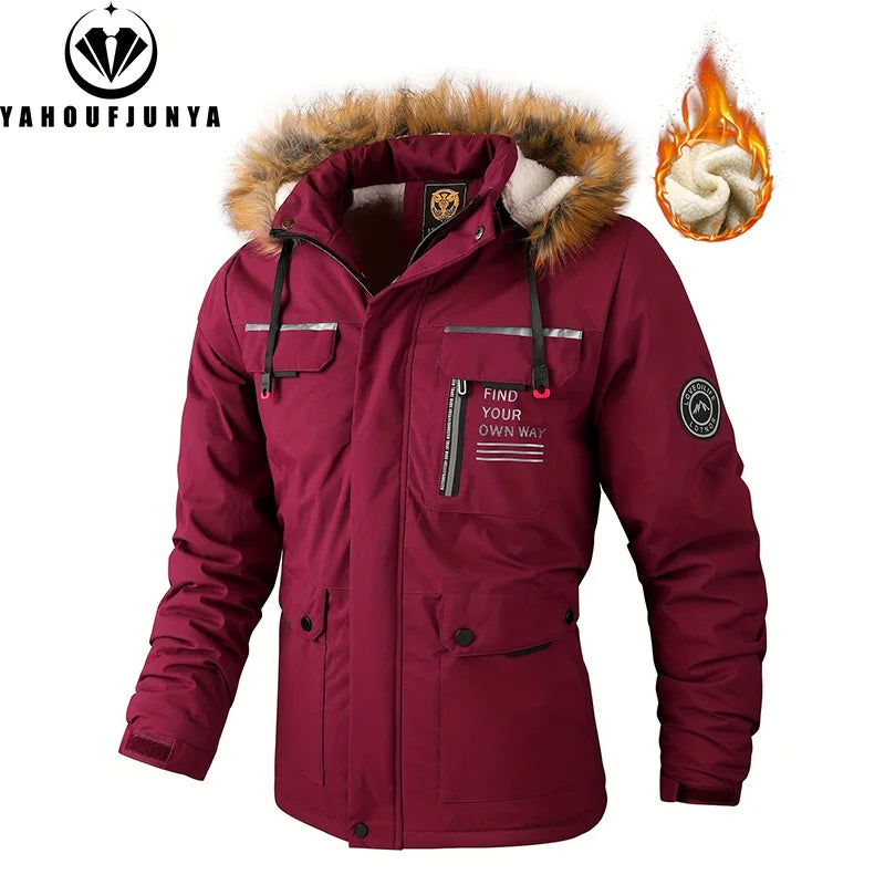 Men'S Winter Fleece Hiking Jacket With Hood