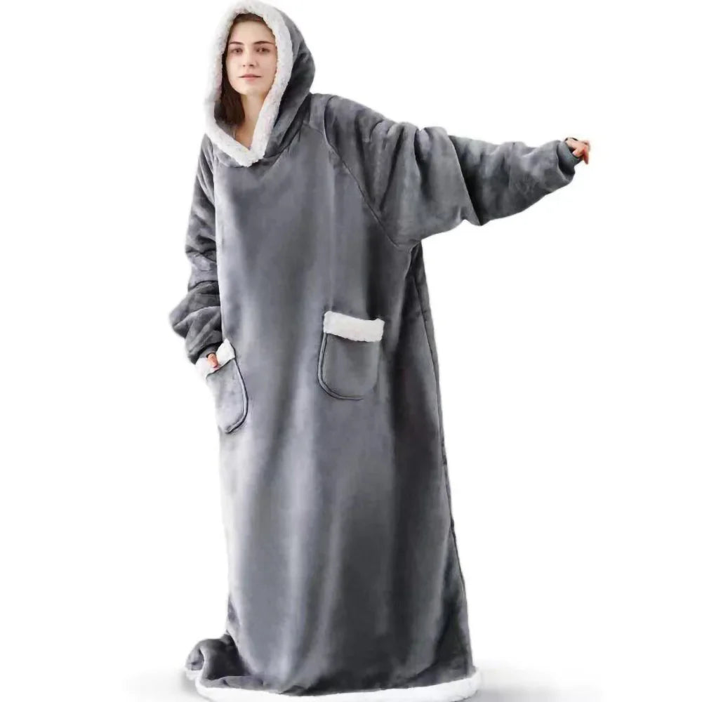 Extra Plush Hoodie Tv Blanket With Large Pocket