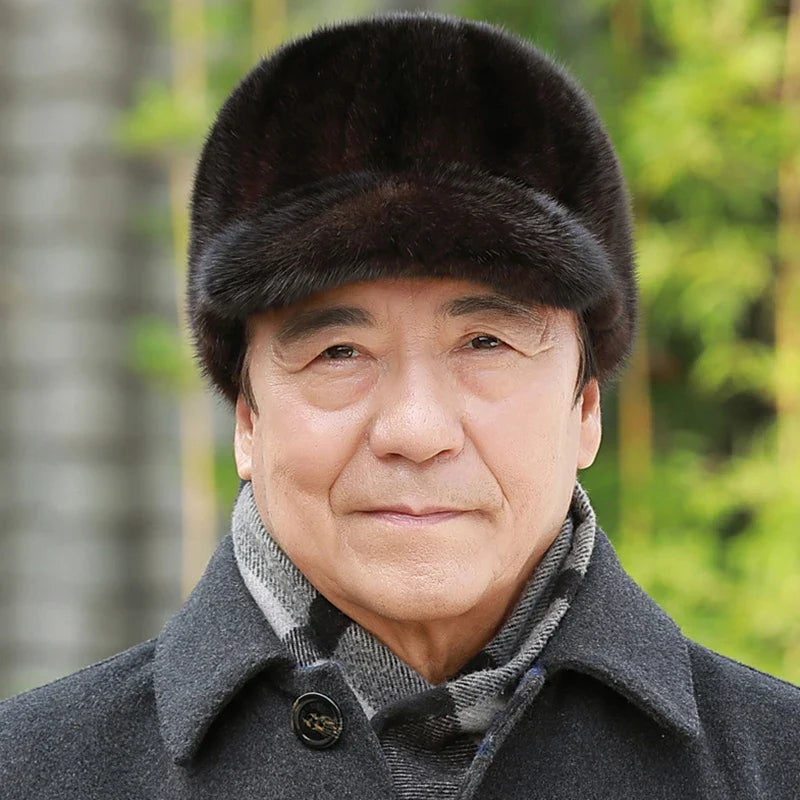 Natural Mink Fur Winter Bomber Hat Unisex