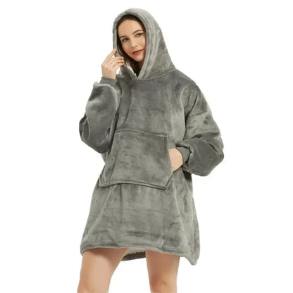Oversized Wearable Winter Fleece Blanket Hoodie
