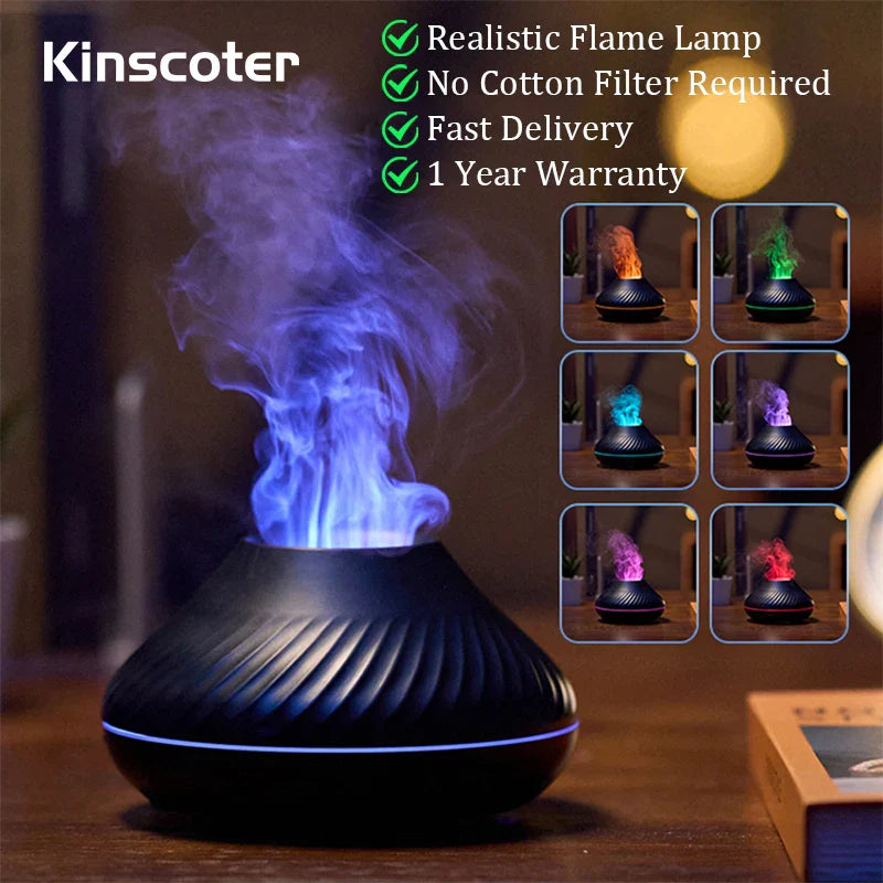 Volcanic Aroma Diffuser With Flame Night Light