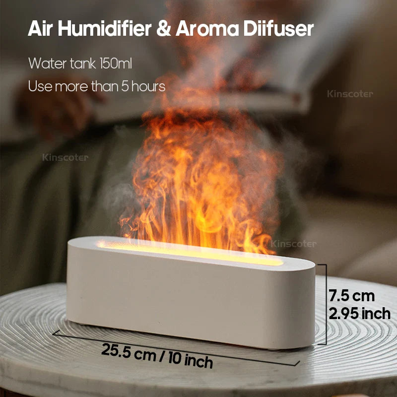 Ultrasonic Aroma Diffuser With Realistic Flame Light