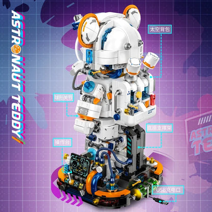 Astronaut Teddy Bear Building Blocks With Led Lights
