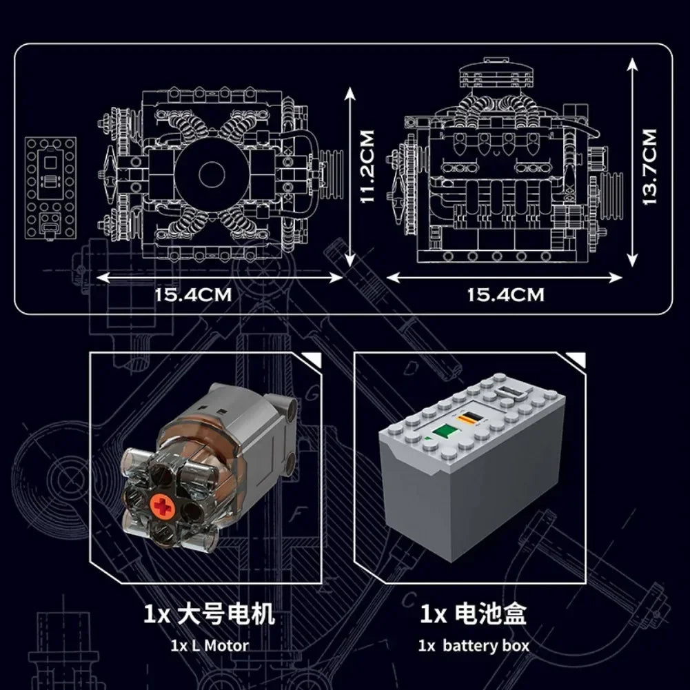 V8 Engine Motorized Block Toy For Educational Fun