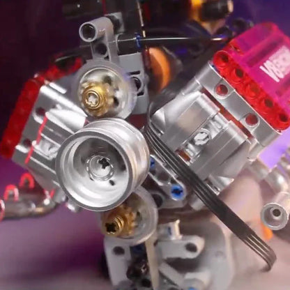 V8 Engine Motorized Building Block Model Simulation Kit