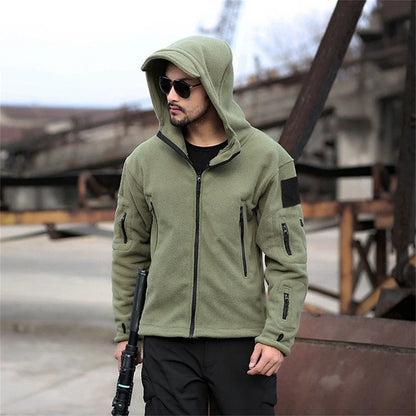 Men'S Thermal Fleece Tactical Hooded Jacket