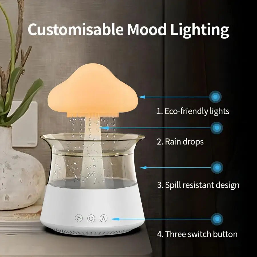Ultrasonic Aromatherapy Humidifier With Night Light & Rain Sounds