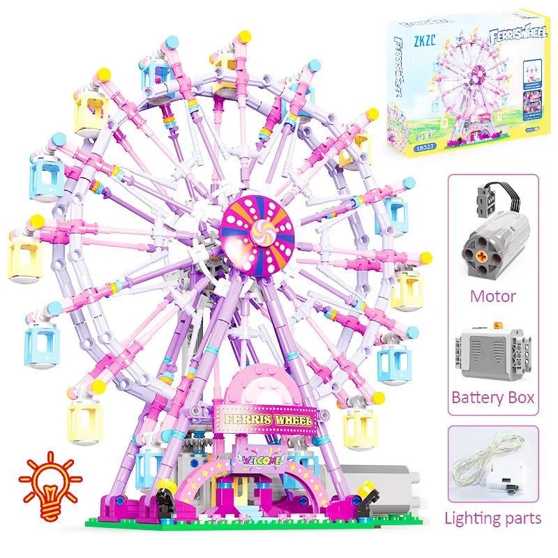 Rotating Ferris Wheel Building Blocks Toy With Lights