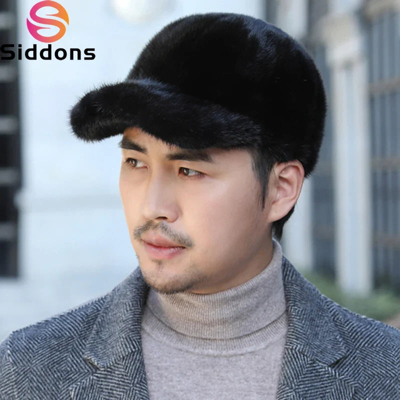 Natural Mink Fur Winter Bomber Hat Unisex