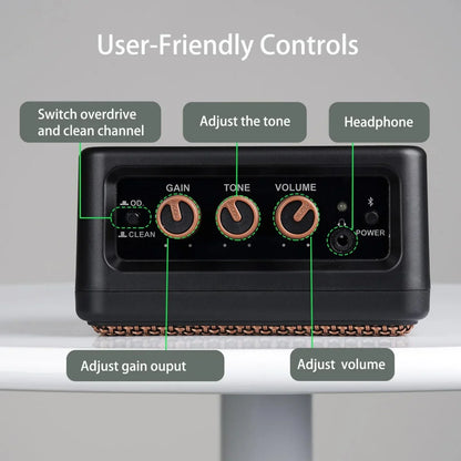 5W Guitar Amplifier Dual Speakers Wireless Rechargeable