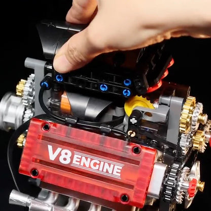 V8 Engine Motorized Building Block Model Simulation Kit
