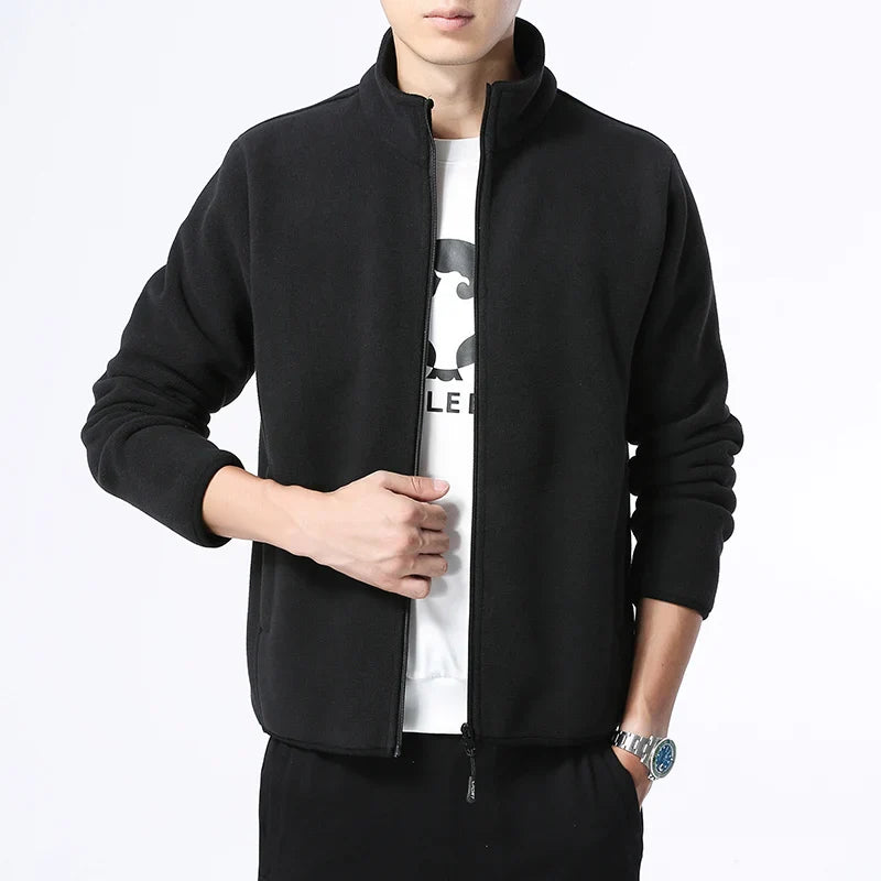 Men'S Wool Fleece Jacket With Stand Collar