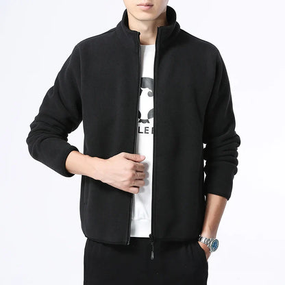 Men'S Wool Fleece Jacket With Stand Collar