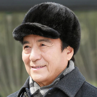 Natural Mink Fur Winter Bomber Hat Unisex