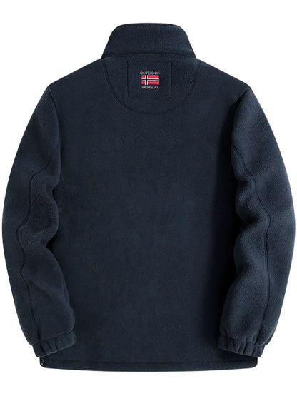 Navy Blue Outdoor Jacket With Norwegian Flag Embroidery
