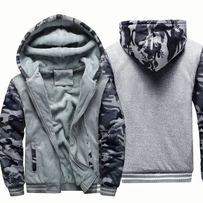 Winter Men'S Camouflage Hooded Fleece Jacket
