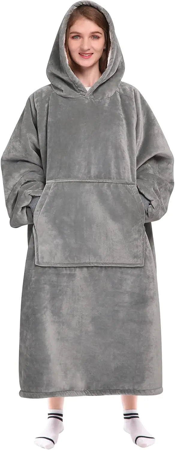 Oversized Wearable Blanket Hoodie With Hood And Pockets
