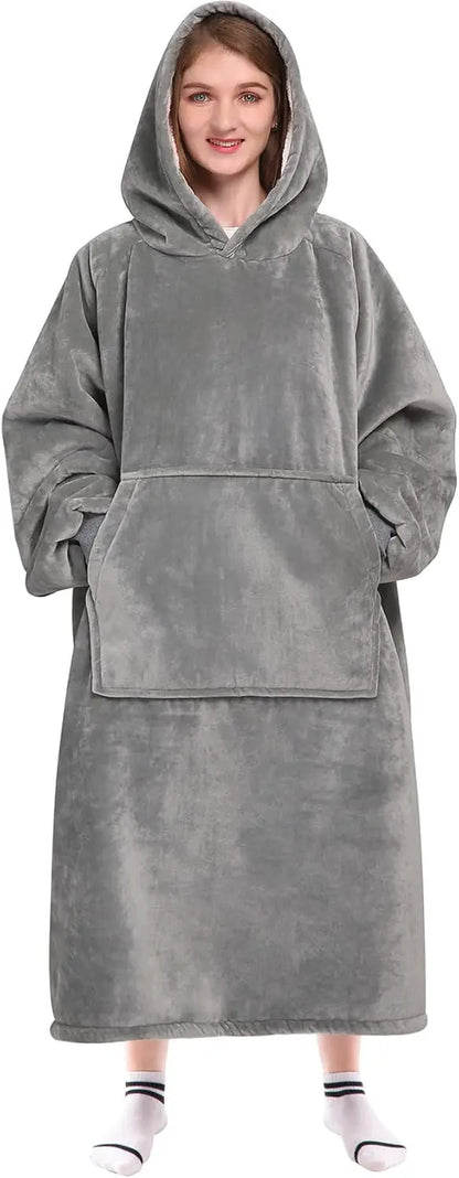 Oversized Wearable Blanket Hoodie With Hood And Pockets