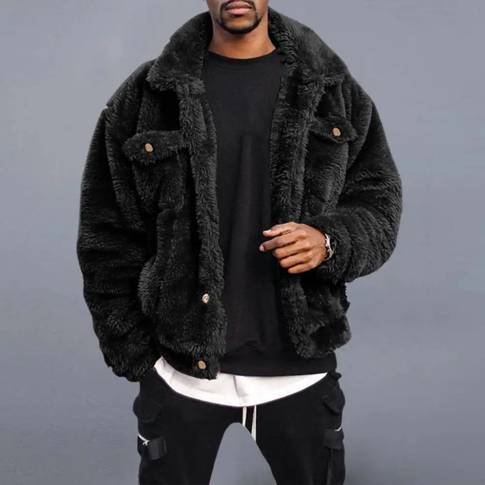 Cozy Men'S Fuzzy Winter Hip-Hop Jacket